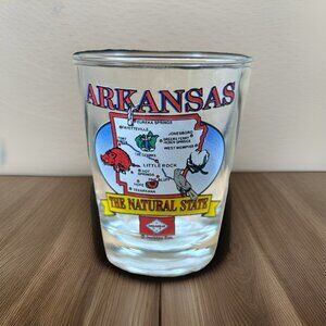 Arkansas The Natural State Souvenir Shot Glass 2.5” Clear with map design